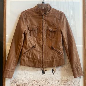 Max Jeans Vegan Brown Leather Bomber Jacket M